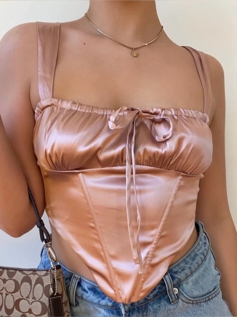 Women's Pink Satin corset top